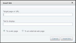Insert link dialog box